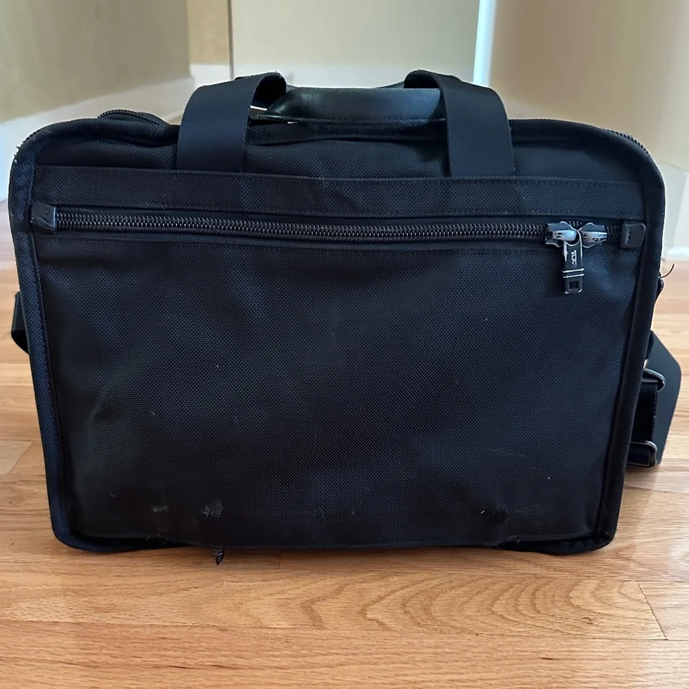 Tumi Alpha Expandable Black Nylon Satchel Crossbody